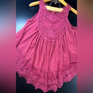 Altar’d State BabyDoll Crochet & mesh Sleeveless Top in Burgundy Size Small EUC